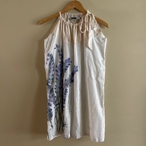 SPORTMAX CODE Floral Printed Halter Mini Dress Ivory Sz Medium